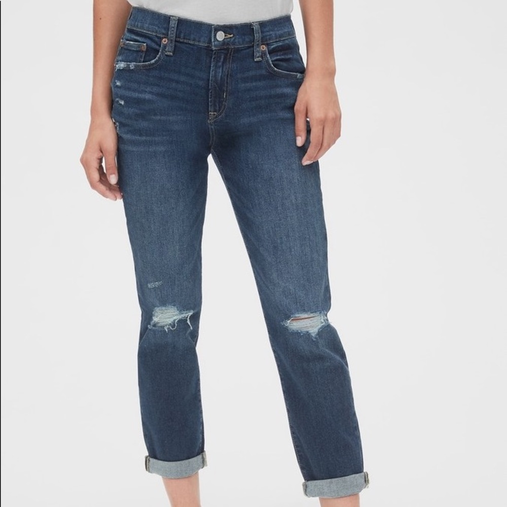 Gap Mid Rise Distressed Girlfriend Jeans